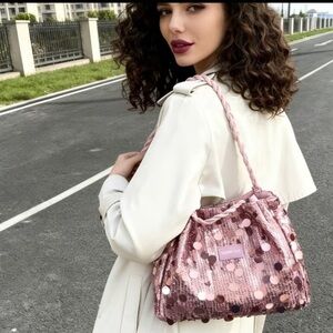 Pink Sequin Shoulder Bag